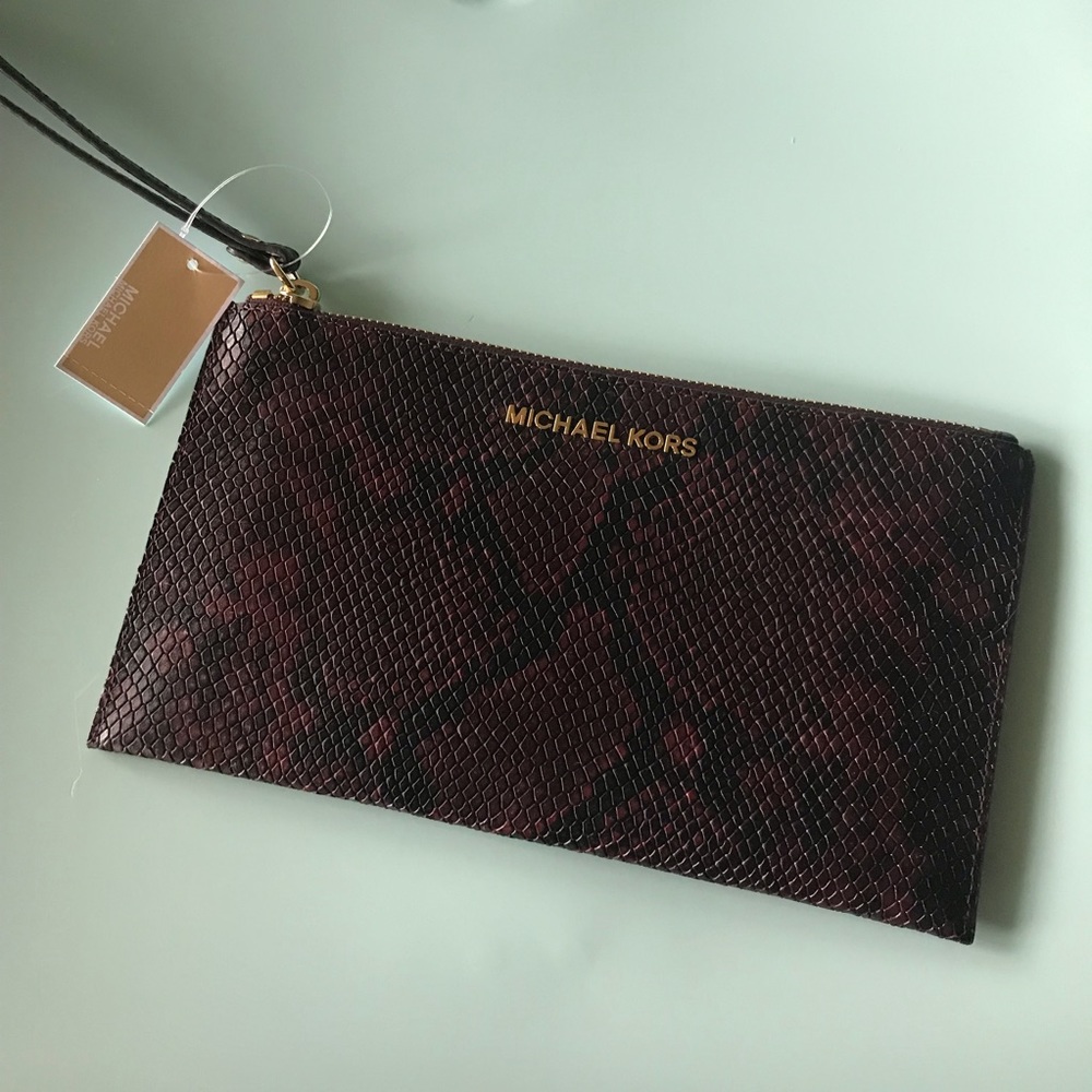 Michael Kors Snakeskin Red & Black Clutch